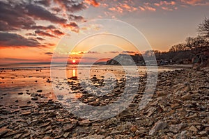 Exciting sunset/sunrise on the rocky coast