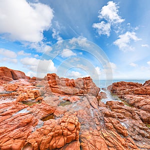 Exciting view of Red Rocks (is Scoglius Arrubius) on Cea beach photo