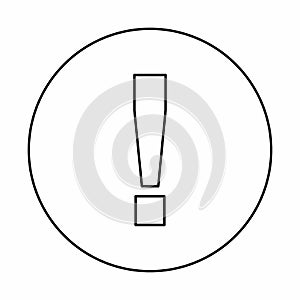 Exclamation mark, Attention sign, Caution icon, Hazard warning symbol, vector mark symbols. Black outline design. Isolated icon