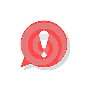 Exclamation mark in bubble speech vector icon. concept os attention or warning sign. Danger information or risk info