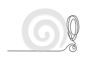 Exclamation mark linear background. One continuous line drawing of an exclamation mark on a white background. Vector illustration