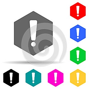 exclamation mark multi color style icon. Simple thin line, outline vector of web icons for ui and ux, website or mobile