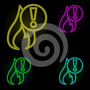 exclamation mark neon color set icon. Simple thin line, outline vector of automation icons for ui and ux, website or mobile