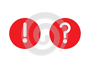 Exclamation mark and Question Mark in Red Circle - Transparent Background