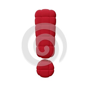Exclamation Mark Red Balloon. Isolated on white background. 3D rendering