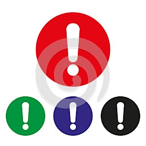 Exclamation mark set of icons on a white background. Vector illustration