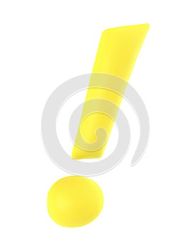 exclamation mark sign yellow cartoon font isolated - 3d rendering