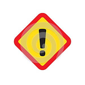 Exclamation mark, square hazard warning symbol, vector icon