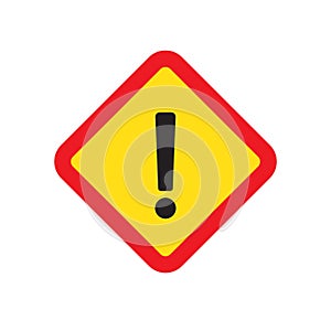 Exclamation mark, square hazard warning symbol, vector icon