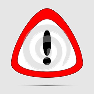 Exclamation mark symbol,red Warning Dangerous icon on white background,