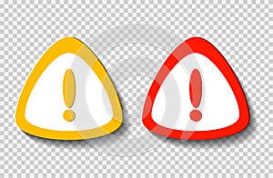 Exclamation mark symbol,Warning Dangerous icon on white transparent.Vector illustration