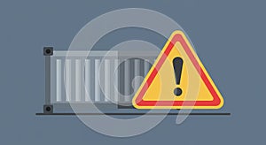 Warning Sign with Cargo Container for Safety Hazard Illustration