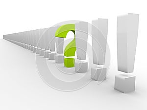 Exclamation marks and one question mark