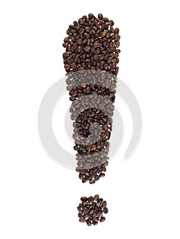 Exclamation point made of coffee grain