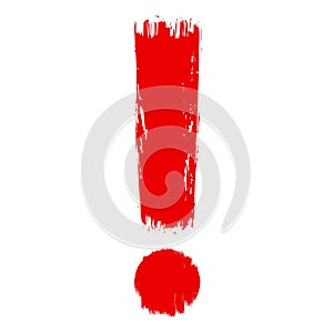 Exclamation Point Red Bleeding Mark Brush Stroke Warning Paint Sign