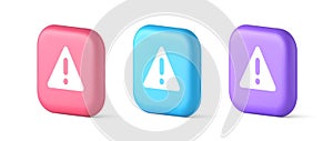 Exclamation point triangle button attention advice mark important information 3d speech bubble icon