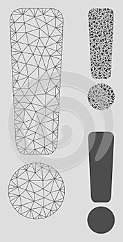 Exclamation Sign Vector Mesh Network Model and Triangle Mosaic Icon