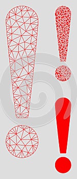 Exclamation Sign Vector Mesh Network Model and Triangle Mosaic Icon