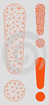 Exclamation Sign Vector Mesh Network Model and Triangle Mosaic Icon
