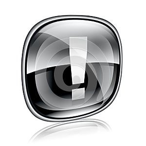 Exclamation symbol icon black glass.