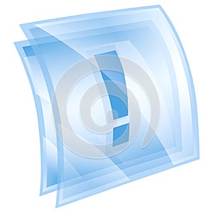 Exclamation symbol icon blue square