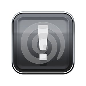 Exclamation symbol icon glossy grey.