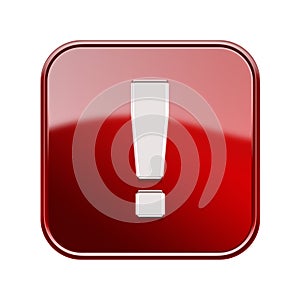 Exclamation symbol icon glossy red.