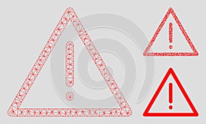 Exclamation Vector Mesh Wire Frame Model and Triangle Mosaic Icon