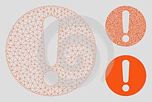 Exclamation Vector Mesh Wire Frame Model and Triangle Mosaic Icon