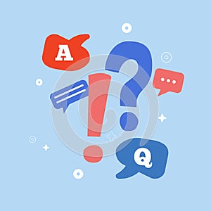 Exclamations and question marks. Vector question and answer concept style