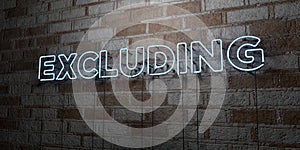 EXCLUDING - Glowing Neon Sign on stonework wall - 3D rendered royalty free stock illustration photo