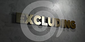 Excluding - Gold text on black background - 3D rendered royalty free stock picture photo