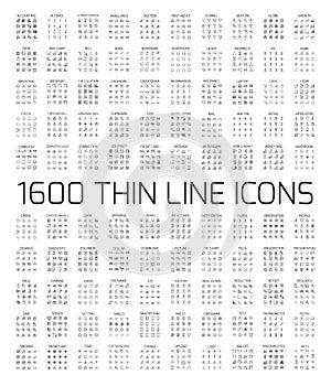 Exclusive 1600 thin line icons set