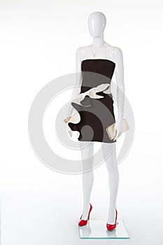 Exclusive black dress with white basque.
