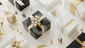 exclusive discount offers, featuring elegant black, white, and gold tones, accompanied by enticing rewards and gift