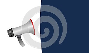 For Exclusive discounts and special offers. Megaphone with blue speech bubble on white background banner poster For advertising