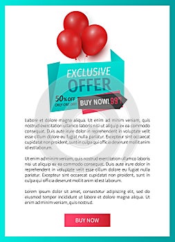 Exclusive Offer 50 Percents Buy, Isolated Banner