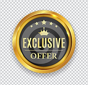 Exclusive Offer Golden Medal Icon Seal Sign on White B