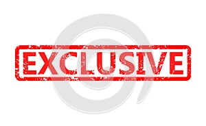 Exclusive red rubber stamp on white background. exclusive stamp
