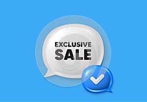 Exclusive Sale tag. Special offer price sign. Text box speech bubble 3d icons. Vector