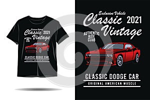 Exclusive vehicle classic vintage dodge car illustration t shirt design