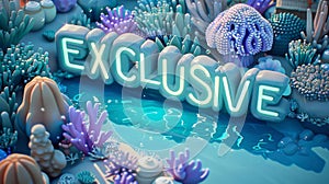 Exclusive Vibrant Underwater Seascape with Neon Sign