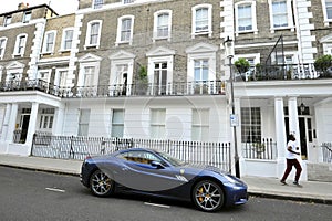 Chelsea district in London with luxury houses and cars and famous residents living here