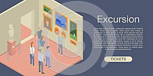 Excursion concept background, isometric style