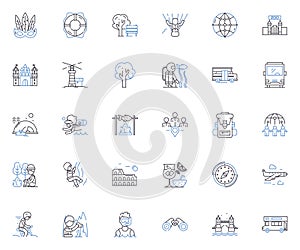 Excursion line icons collection. Adventure, Tour, Expedition, Journey, Discovery, Escape, Wanderlust vector and linear