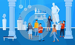 Excursion In Museum Vector Illustration