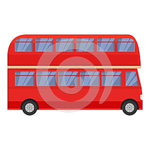 Excursion red bus icon cartoon vector. London station stop