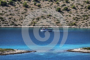 Excursions boat and blue lagoon. photo