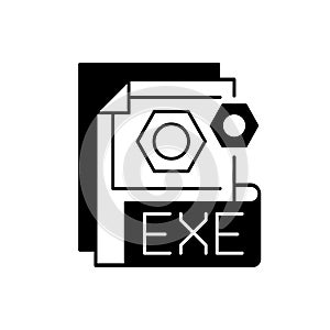EXE file black linear icon
