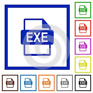 EXE file format framed flat icons